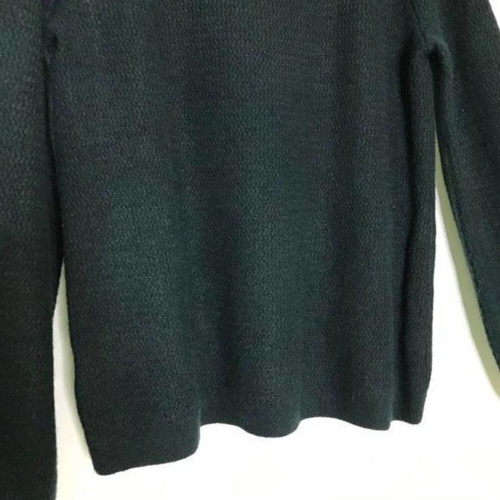 LOFT Green Bell Sleeve Knit Top | Classic Minimalist Long Sleeve Small - Picture 4 of 7